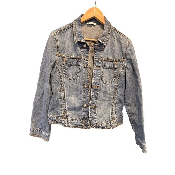 Cabi  Blue Stretch Cotton Blend Denim Jacket Classic Casual Style Size Medium - Picture 1 of 10
